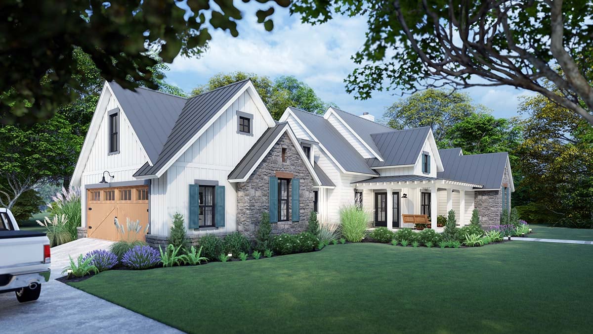 Cottage, Country, Farmhouse, Southern Plan with 1742 Sq. Ft., 3 Bedrooms, 3 Bathrooms, 2 Car Garage Picture 3