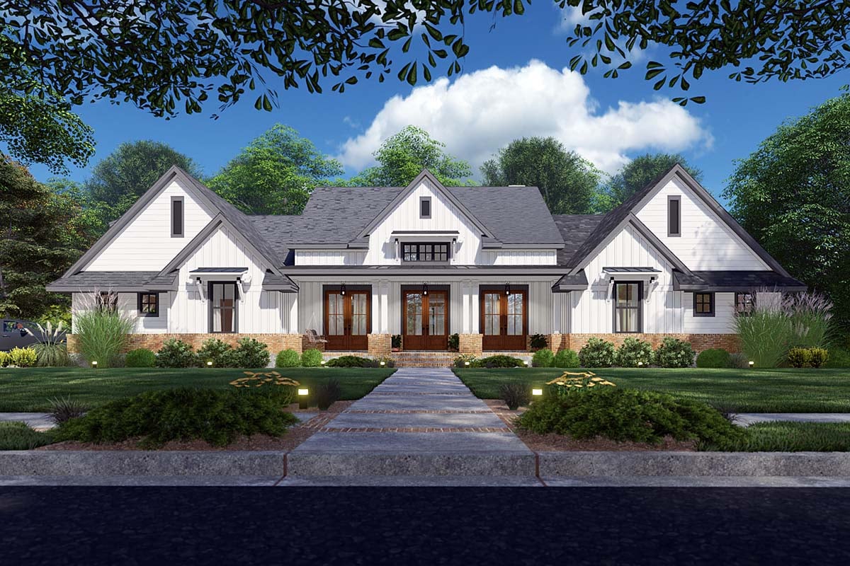 Country, Farmhouse, Ranch, Southern House Plan 75168 with 4 Beds, 4 Baths, 2 Car Garage Elevation