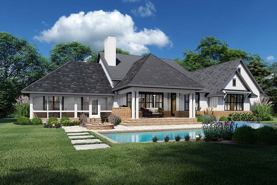 Country, Farmhouse, Ranch, Southern Plan with 3077 Sq. Ft., 4 Bedrooms, 4 Bathrooms, 2 Car Garage Picture 5
