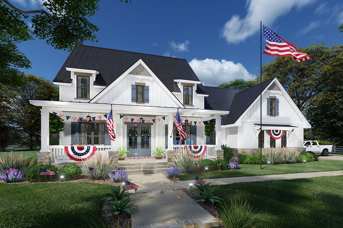 Colonial, Cottage, Farmhouse Plan with 2526 Sq. Ft., 3 Bedrooms, 4 Bathrooms, 2 Car Garage Picture 2