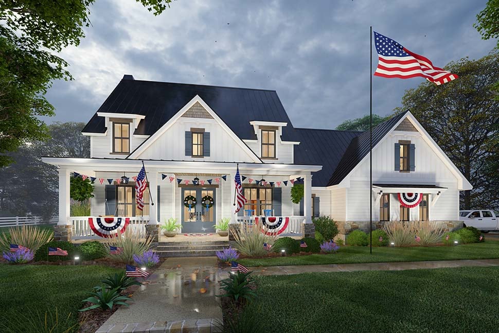 Colonial, Cottage, Farmhouse Plan with 2526 Sq. Ft., 3 Bedrooms, 4 Bathrooms, 2 Car Garage Picture 4
