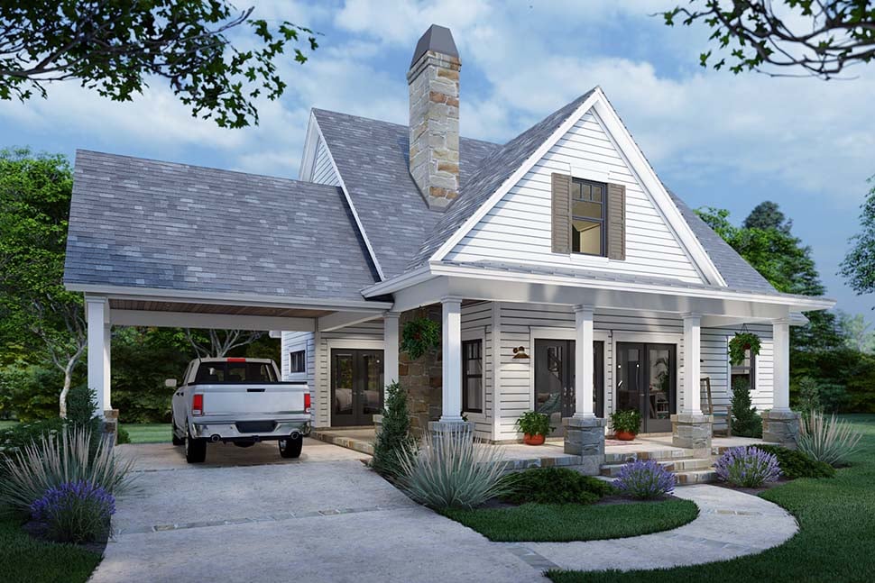 Cottage, Farmhouse Plan with 1302 Sq. Ft., 3 Bedrooms, 2 Bathrooms, 1 Car Garage Picture 3
