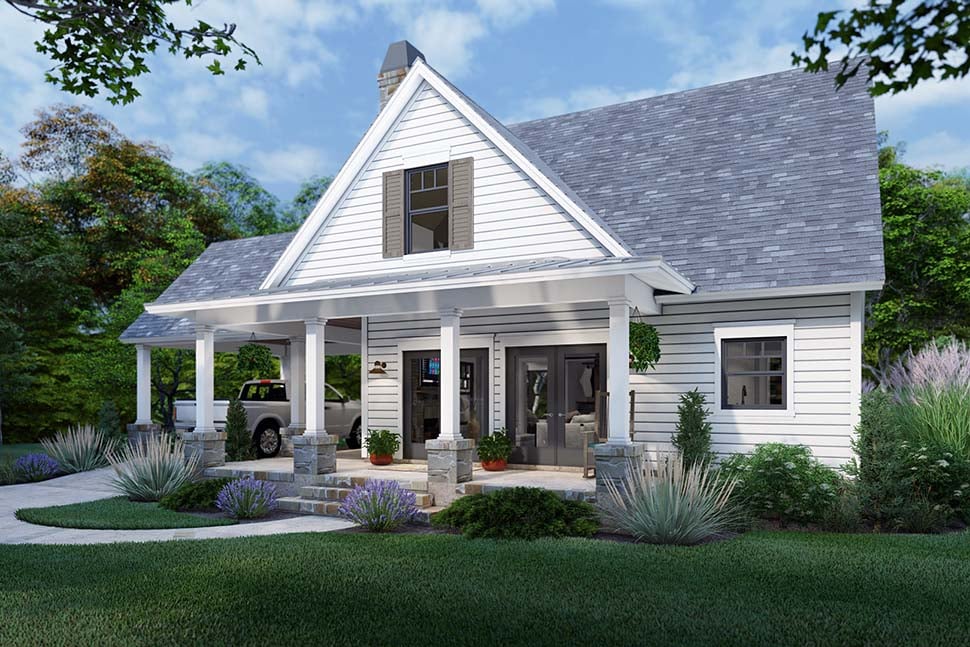 Cottage, Farmhouse Plan with 1302 Sq. Ft., 3 Bedrooms, 2 Bathrooms, 1 Car Garage Picture 4