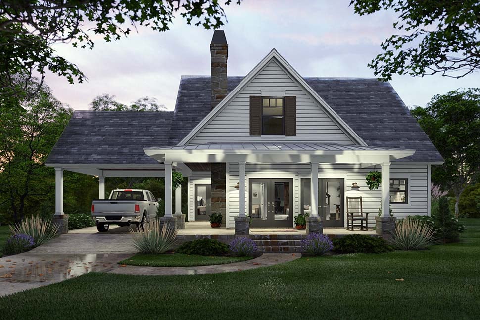 Cottage, Farmhouse Plan with 1302 Sq. Ft., 3 Bedrooms, 2 Bathrooms, 1 Car Garage Picture 5