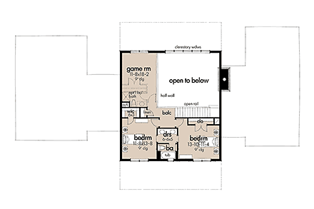 Barndominium, Country, Farmhouse House Plan 75172 with 3 Beds, 3 Baths, 3 Car Garage Second Level Plan