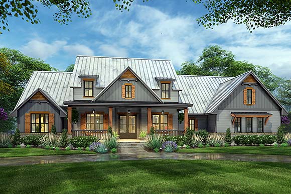 Cottage, Country, Farmhouse, Ranch, Southern, Traditional House Plan 75173 with 3 Beds, 3 Baths, 2 Car Garage Elevation