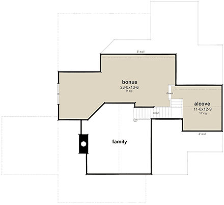 Cottage, Craftsman, Farmhouse House Plan 75174 with 3 Beds, 2 Baths, 2 Car Garage Second Level Plan