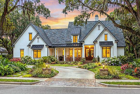 Farmhouse, Ranch, Southern House Plan 75176 with 4 Beds, 4 Baths, 3 Car Garage Elevation