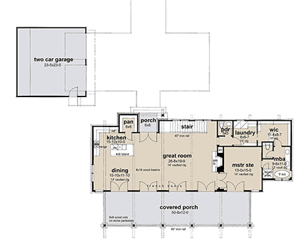 Cabin, Contemporary, Modern House Plan 75178 with 3 Beds, 4 Baths, 2 Car Garage First Level Plan