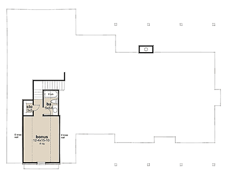 Country, Ranch House Plan 75179 with 3 Beds, 2 Baths, 2 Car Garage Second Level Plan