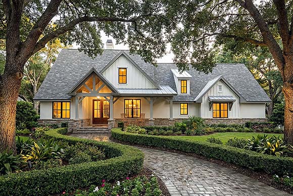 Cottage, Farmhouse, Southern House Plan 75181 with 3 Beds, 2 Baths, 2 Car Garage Elevation