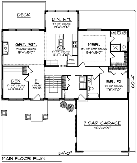 Cottage, Craftsman, Traditional House Plan 75202 with 2 Beds, 2 Baths, 2 Car Garage First Level Plan