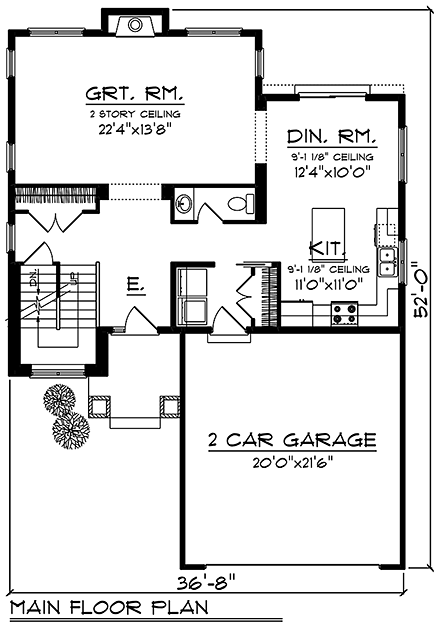 Cottage, Craftsman, Traditional House Plan 75206 with 3 Beds, 3 Baths, 2 Car Garage First Level Plan