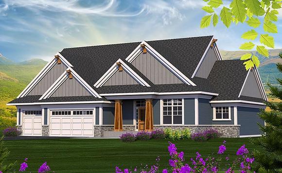 Craftsman, Traditional House Plan 75210 with 3 Beds, 2 Baths, 3 Car Garage Elevation