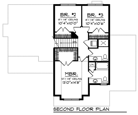 Bungalow, Cottage, Craftsman House Plan 75230 with 3 Beds, 2 Baths, 3 Car Garage Second Level Plan