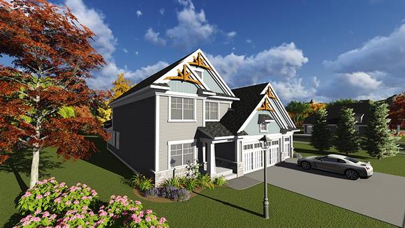 Craftsman, Traditional, Tudor House Plan 75240 with 4 Beds, 3 Baths, 3 Car Garage Elevation