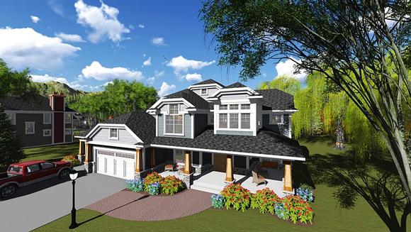 Bungalow, Contemporary, Craftsman House Plan 75249 with 6 Beds, 5 Baths, 3 Car Garage Elevation