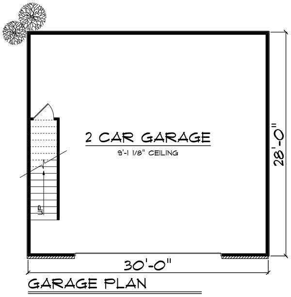 Cottage, Country, Craftsman 2 Car Garage Plan 75251 Level One