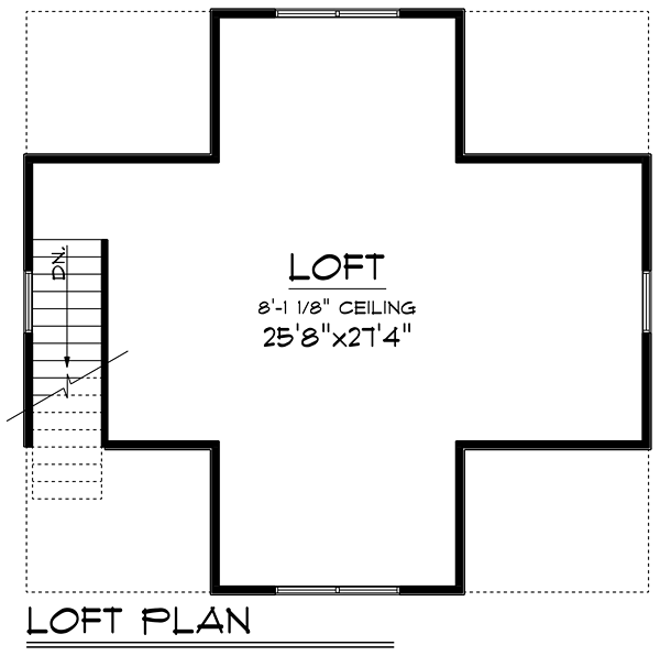 Cottage, Country, Craftsman 2 Car Garage Plan 75251 Level Two