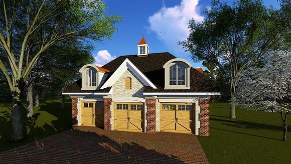 3 Car Garage Plan 75252 Elevation