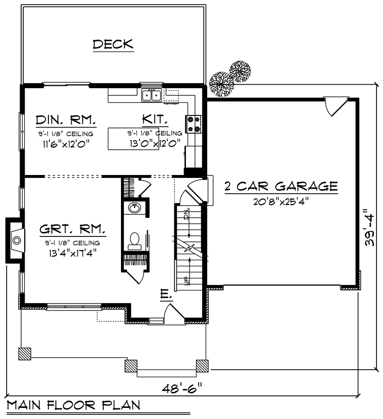 Contemporary, Southwest House Plan 75254 with 3 Beds, 3 Baths, 2 Car Garage First Level Plan