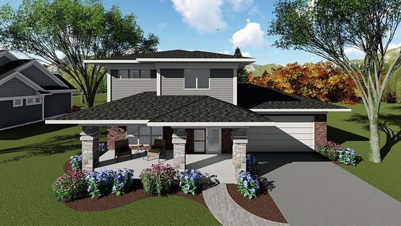 Contemporary, Southwest House Plan 75254 with 3 Beds, 3 Baths, 2 Car Garage Elevation