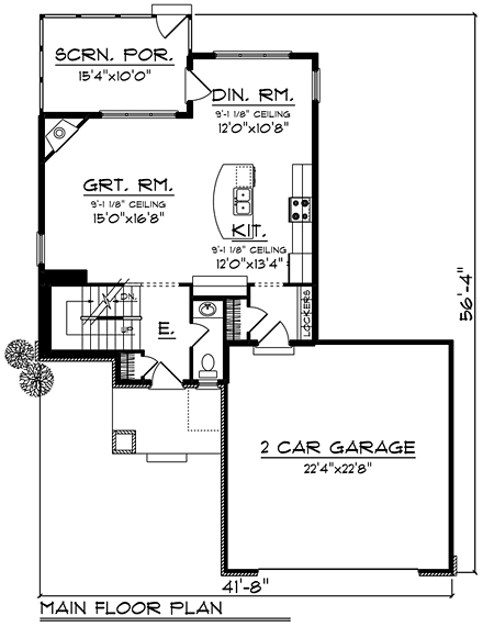 Cottage, Craftsman House Plan 75256 with 3 Beds, 3 Baths, 2 Car Garage First Level Plan