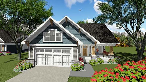 Bungalow, Cottage, Craftsman, Southern, Traditional House Plan 75277 with 2 Beds, 1 Baths, 2 Car Garage Elevation