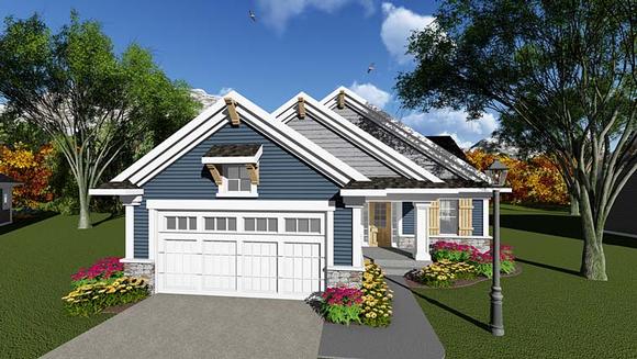 Cottage, Country, Craftsman House Plan 75279 with 3 Beds, 1 Baths, 2 Car Garage Elevation