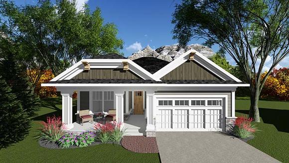 Cottage, Country, Craftsman, Southern House Plan 75280 with 2 Beds, 2 Baths, 2 Car Garage Elevation