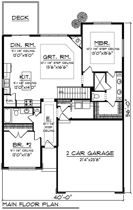 Contemporary, Ranch, Southwest House Plan 75282 with 2 Beds, 2 Baths, 2 Car Garage First Level Plan