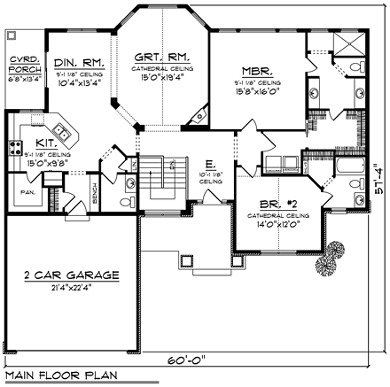 House Plan 75290 - Traditional Style with 1875 Sq Ft, 2 Bed, 2 Ba