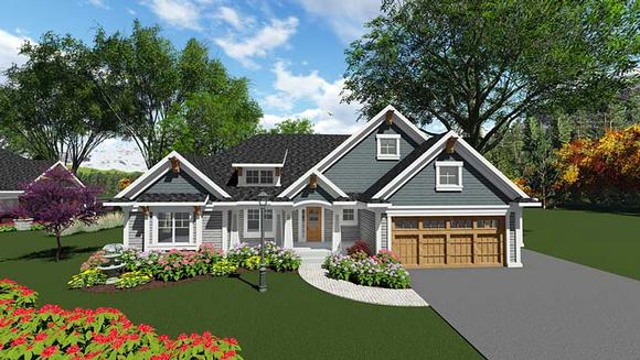 Cottage, Country, Craftsman, Southern House Plan 75292 with 2 Beds, 3 Baths, 3 Car Garage Elevation