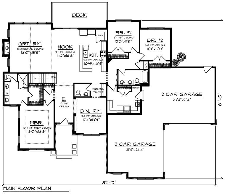 House Plan 75295 - Traditional Style with 2328 Sq Ft, 3 Bed, 2 Ba