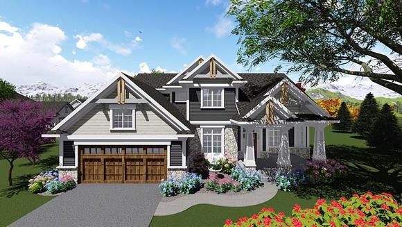 Cottage, Country, Craftsman House Plan 75401 with 4 Beds, 3 Baths, 2 Car Garage Elevation