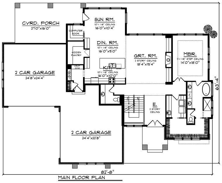 Contemporary, Prairie, Southwest House Plan 75405 with 3 Beds, 4 Baths, 8 Car Garage Level One