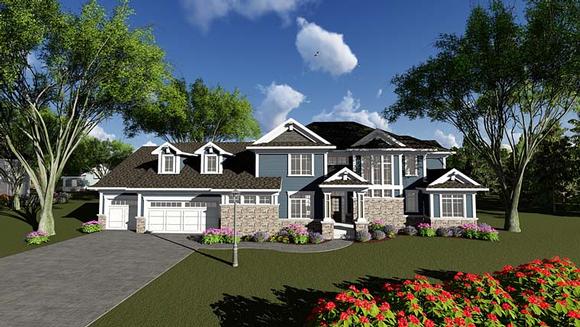 Traditional House Plan 75407 with 4 Beds, 4 Baths, 3 Car Garage Elevation