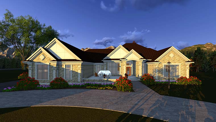 Traditional Plan with 4373 Sq. Ft., 2 Bedrooms, 3 Bathrooms, 4 Car Garage Picture 2