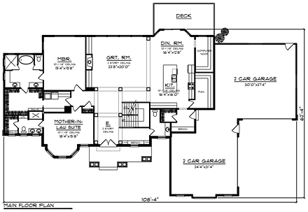Craftsman, Traditional House Plan 75415 with 5 Beds, 6 Baths, 4 Car Garage First Level Plan