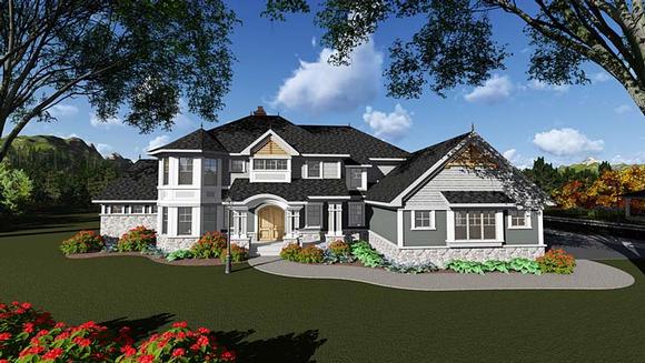 Craftsman, Traditional House Plan 75415 with 5 Beds, 6 Baths, 4 Car Garage Elevation