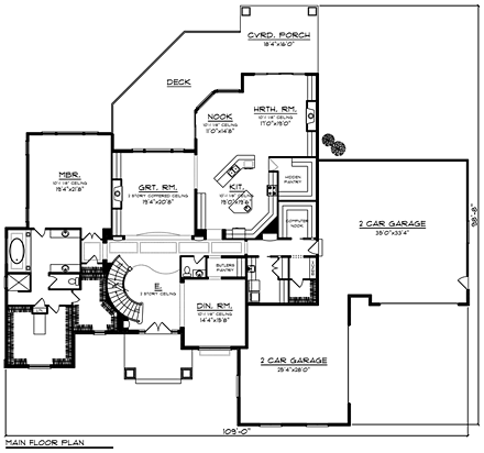 Craftsman, Traditional House Plan 75417 with 4 Beds, 4 Baths, 4 Car Garage First Level Plan