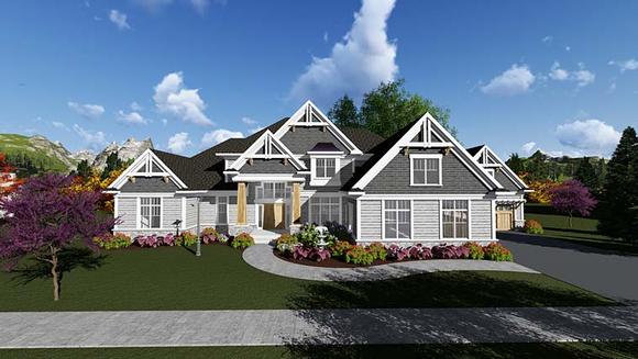 Craftsman, Traditional House Plan 75417 with 4 Beds, 4 Baths, 4 Car Garage Elevation
