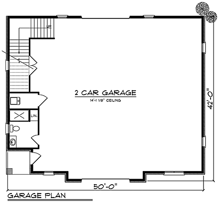European 2 Car Garage Plan 75422 First Level Plan
