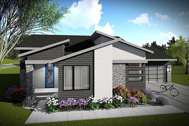 Contemporary, Modern, Ranch House Plan 75423 with 2 Beds, 2 Baths, 2 Car Garage Elevation