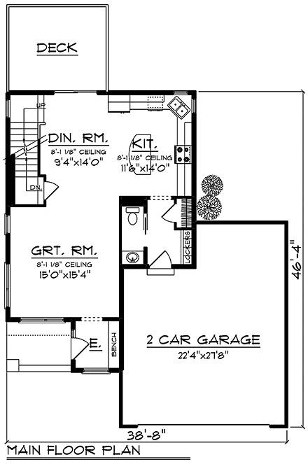 Contemporary, Modern House Plan 75427 with 3 Beds, 3 Baths, 2 Car Garage First Level Plan