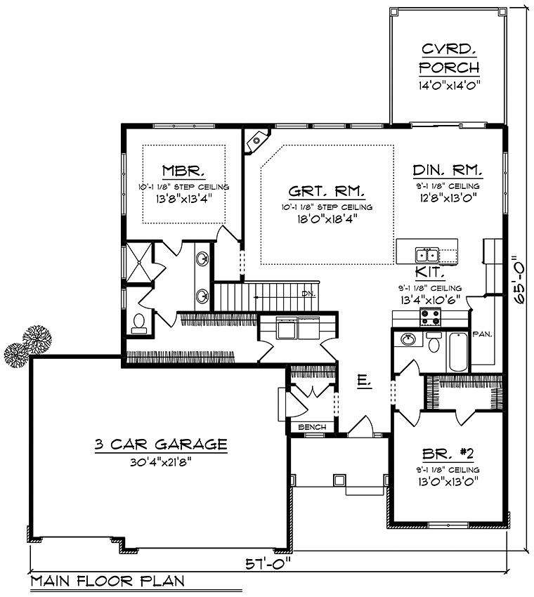 House Plan 75429 - Traditional Style with 1703 Sq Ft, 2 Bed, 2 Ba