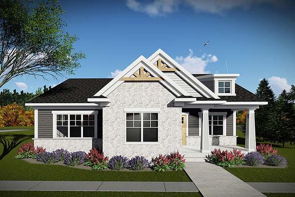 Cottage, Country, Craftsman House Plan 75430 with 2 Beds, 2 Baths, 2 Car Garage Elevation