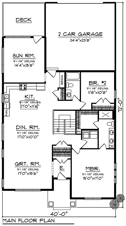 Cottage, Country House Plan 75431 with 2 Beds, 2 Baths, 2 Car Garage First Level Plan