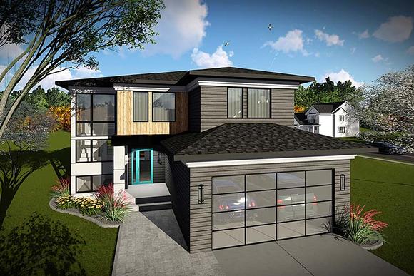 Modern House Plan 75436 with 4 Beds, 3 Baths, 2 Car Garage Elevation