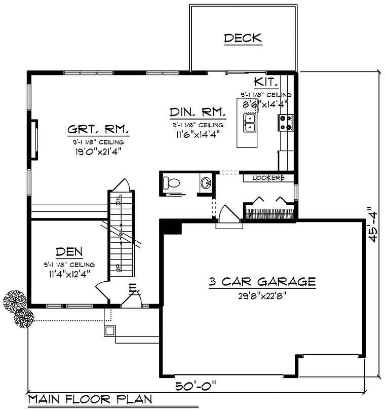 Contemporary, Modern House Plan 75437 with 3 Beds, 3 Baths, 3 Car Garage Level One
